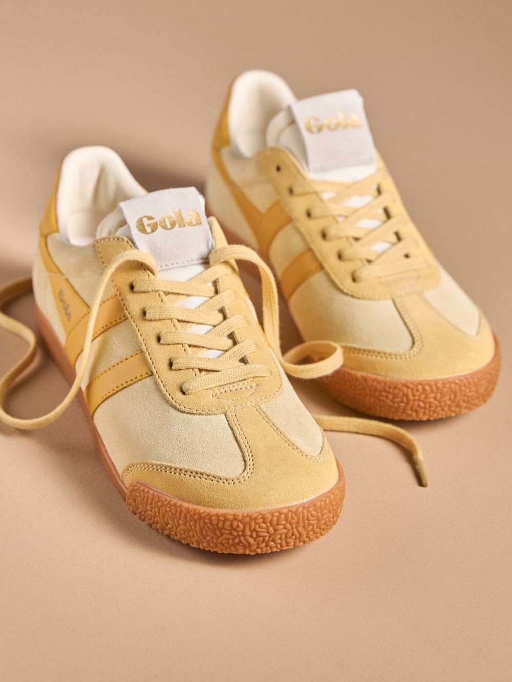 Gola Women's Yellow Beige Suede Sneakers